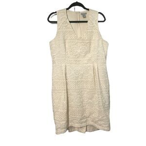 H&M SLEEVELESS Off-White Lace Fitted Dress Size Large